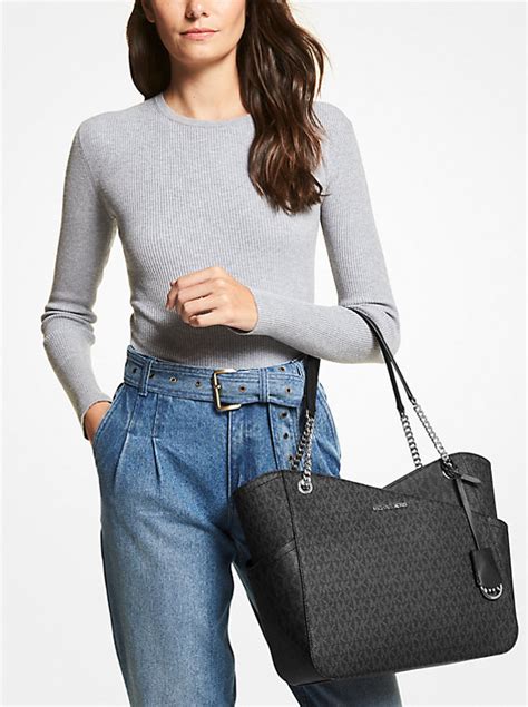 michael kors signature large jet set shoulder bag|Michael Kors jet set collection.